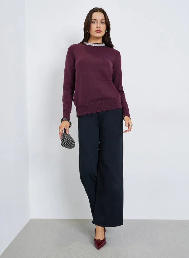 ستايلي سويتر منمق بقصة عادية