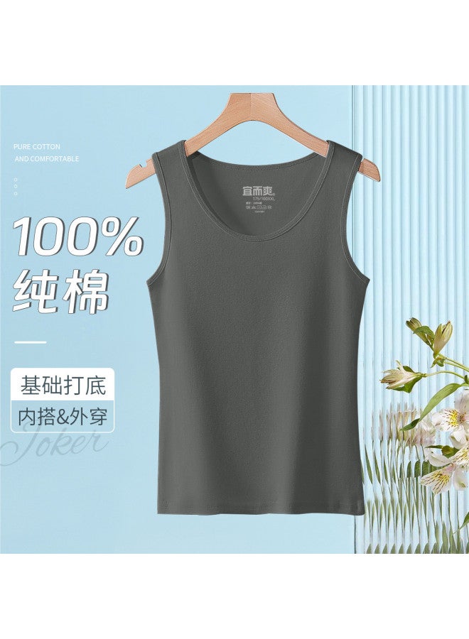 Your Sun Solid Color Simple Round Neck Comfortable Sleeveless Vest Women'S Undershirt T-Shirt Women'S Inner Wear Top - Image 2