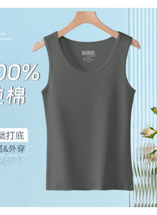 Your Sun Solid Color Simple Round Neck Comfortable Sleeveless Vest Women'S Undershirt T-Shirt Women'S Inner Wear Top - Image 1