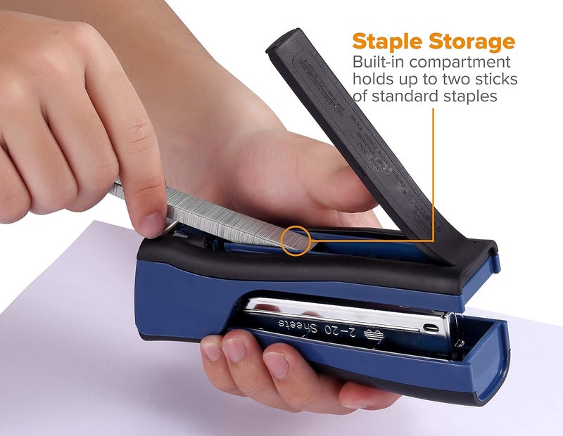 Bostitch Office Dynamo Stand-Up Stapler with Built-in Pencil Sharpener, Staple Remover and Staple Storage, Navy Blue (KT-B696-BLUE) KSA standard compatible design - Image 4