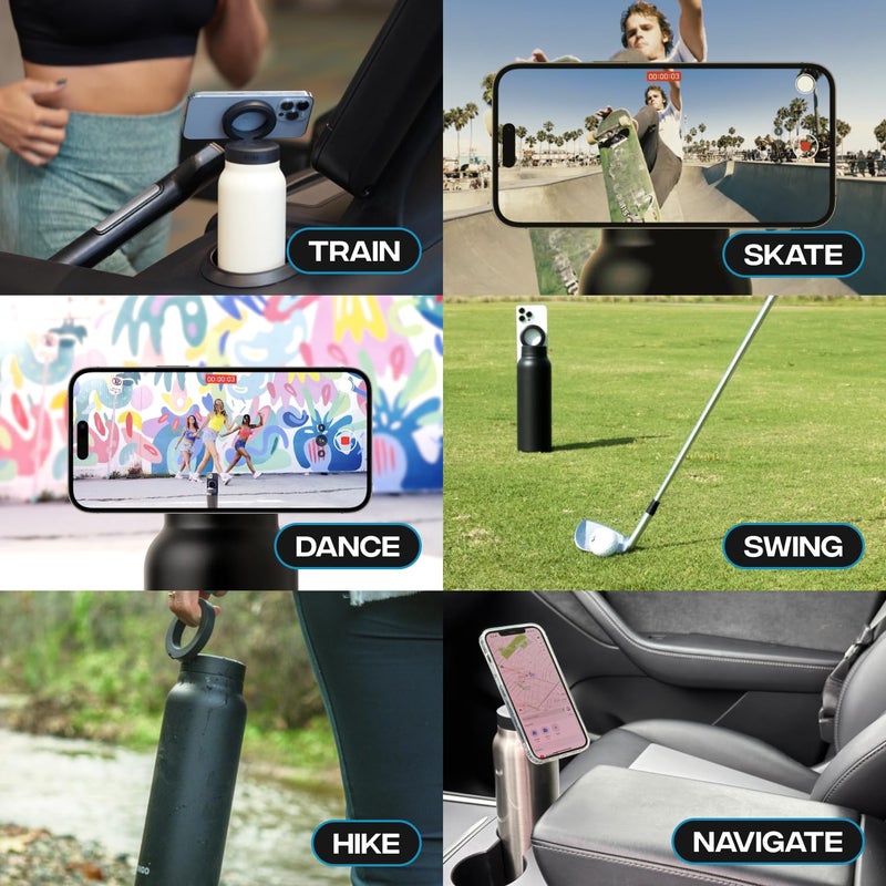 Ringo Ringo Insulated Water Bottle - MagSafe Compatible Water Bottle With Magnetic Phone Holder - Stainless Steel Water Bottle With Tripod Phone Mount - Hot 12H  Cold 24H  360 Rotate - Ivory 32oz - Image 5