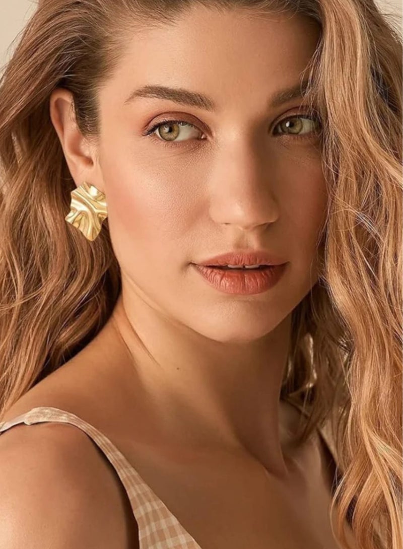 لاكجيريا أقراط نسائية كبيرة الحجم من الذهب عيار 18 قيراطًا مطلية بالذهب من الفولاذ المقاوم للصدأ  - Image 5