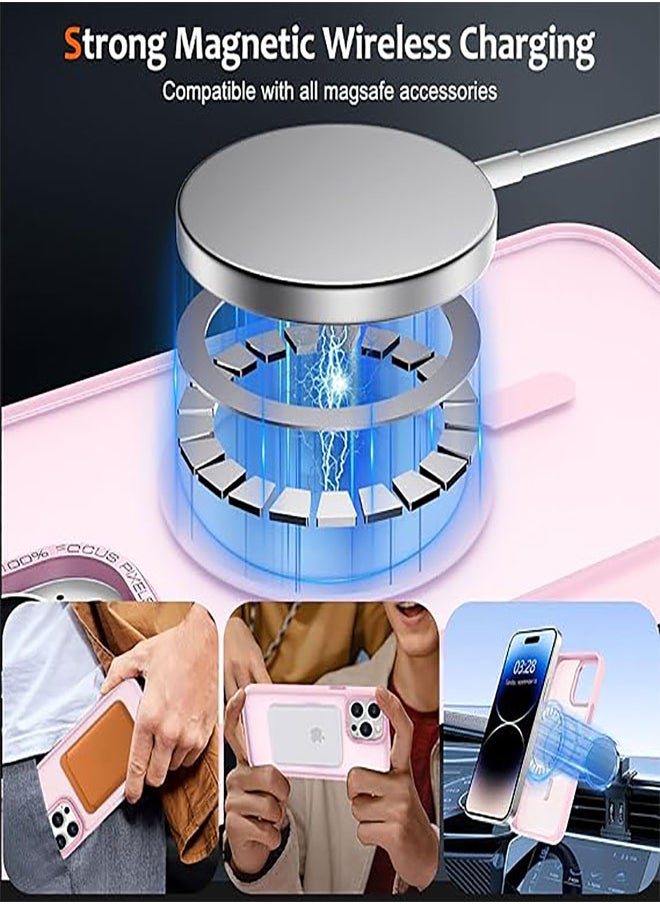 Generic - Case BENTOBEN Magnetic Iphone 13 Pro Max, Compatible with Wireless Charger and Magsafe Card Wallet, Simple Clear Shockproof Drop Resistant Anti-Fingerprint Case Compatible with Iphone 13 Pro Max - Pink - Image 1