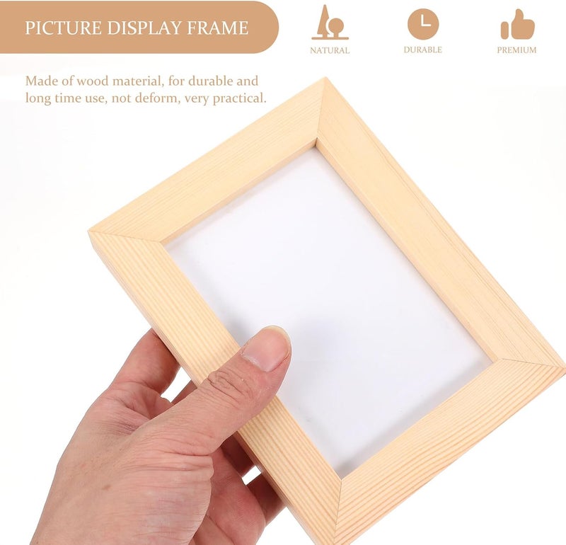 6pcs 5-inch Solid Wood Picture Photo Frames Set, Natural Wood Desk and Wall Mount Photo Holders for Home Décor and Tabletop Display - Image 3
