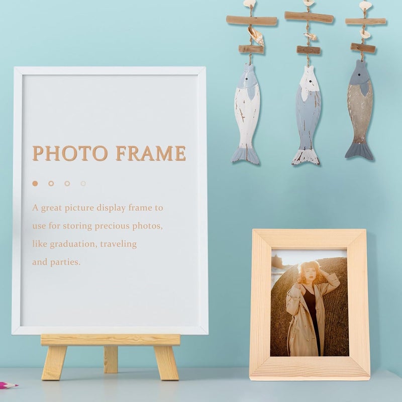 6pcs 5-inch Solid Wood Picture Photo Frames Set, Natural Wood Desk and Wall Mount Photo Holders for Home Décor and Tabletop Display - Image 4