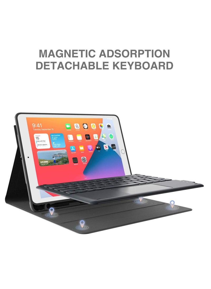 Generic - iPad Pro 11 Inch Case with Keyboard Detachable Bluetooth Keyboard with Touchpad and Pencil Holder 2 Bluetooth Channels for iPad Pro 11 iPad Air 4 /5th Black - Image 1