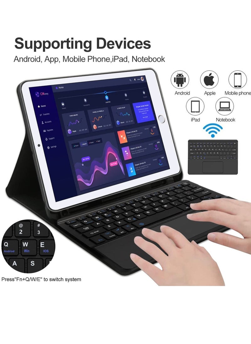 Generic - iPad Pro 11 Inch Case with Keyboard Detachable Bluetooth Keyboard with Touchpad and Pencil Holder 2 Bluetooth Channels for iPad Pro 11 iPad Air 4 /5th Black - Image 1