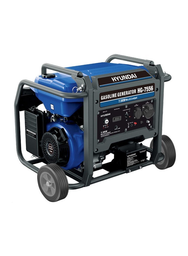 HYUNDAI Gasoline Generator Hyundai HG-7556 7.5KW 439cc Electric & Recoil Start 33L Fuel Tank Portable Power Generator 220–240V - Image 1