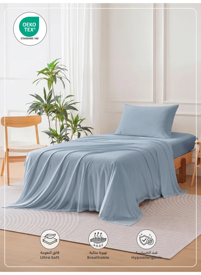 Donetella 3-Piece Twin Bed Sheet Set – Fits 120×200+30 cm – Ultra Soft Brushed Microfiber – Extra Deep Pocket, Secure Elastic All Around – 1 Flat Sheet, 1 Fitted Sheet & 1 Pillowcases, All-Season Comfort – Wrinkle & Fade Resistant, Hypoallergenic