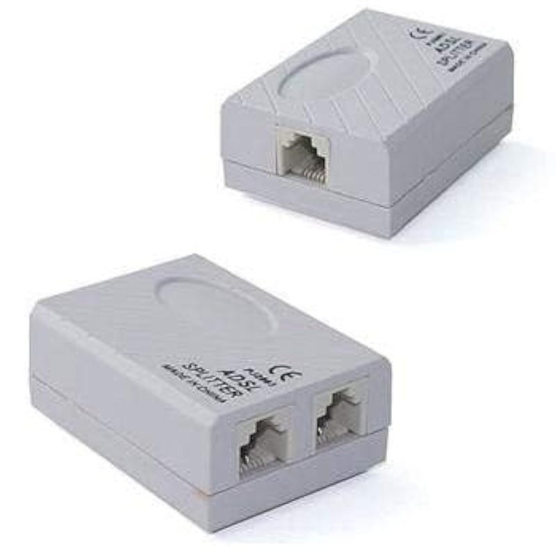 KEBILSHOP ADSL/VDSL Broadband Splitter | RJ11 6P2C Landline Telephone & Modem Internet Filter | Dual Female Jack Adapter | 2 Pack APDT Splitter - Image 1