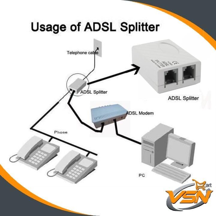 KEBILSHOP ADSL/VDSL Broadband Splitter | RJ11 6P2C Landline Telephone & Modem Internet Filter | Dual Female Jack Adapter | 2 Pack APDT Splitter - Image 5