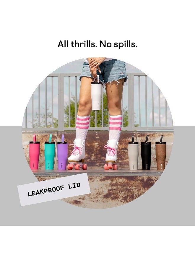 CORKCICLE كوب كوركسيكل جو XL معزول مع غطاء وقشة، لون صخور النهر، 30 أونصة – زجاجة ماء قابلة لإعادة الاستخدام تحافظ على المشروبات باردة لمدة 12 ساعة – كوب صديق لحامل الأكواب، تصميم مانع للتسرب - Image 3