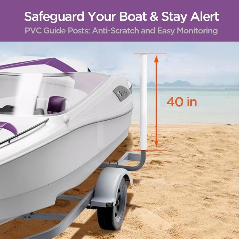 Sebnux Galvanized Steel Adjustable Boat Trailer Guide with PVC Pipes for Ski and Fishing Boats - Image 2