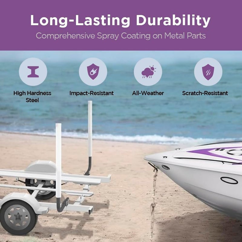 Sebnux Galvanized Steel Adjustable Boat Trailer Guide with PVC Pipes for Ski and Fishing Boats - Image 3