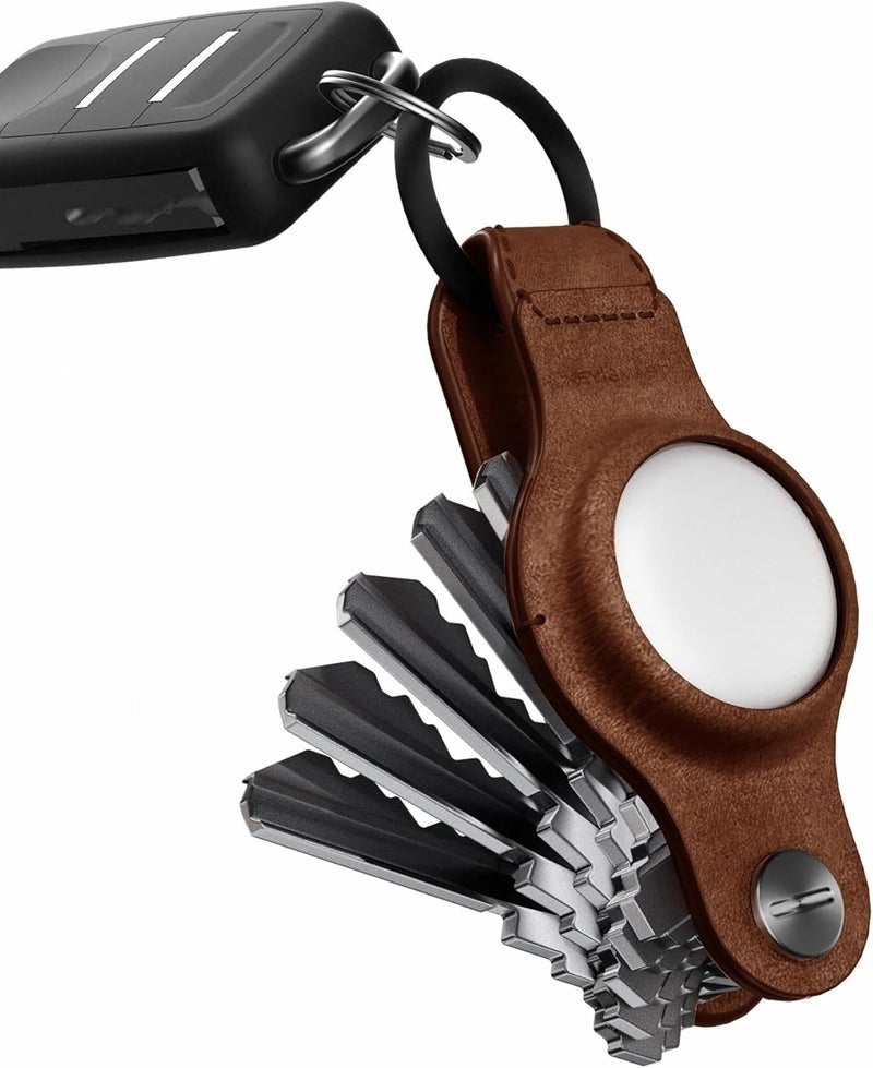 KeySmart Air - Compact Key Holder for AirTag with Keyring, Brown - Image 1