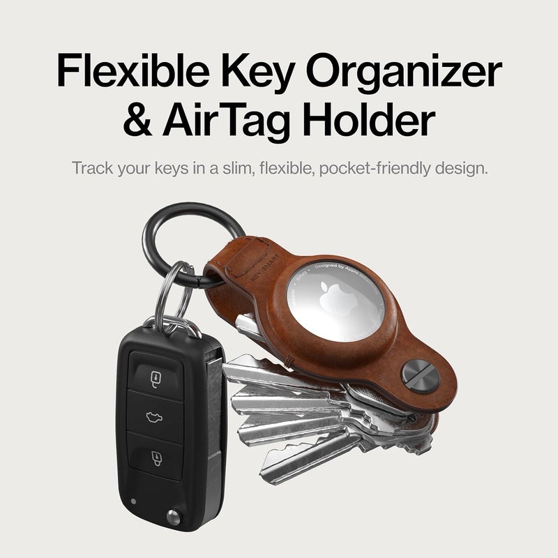 KeySmart Air - Compact Key Holder for AirTag with Keyring, Brown - Image 2