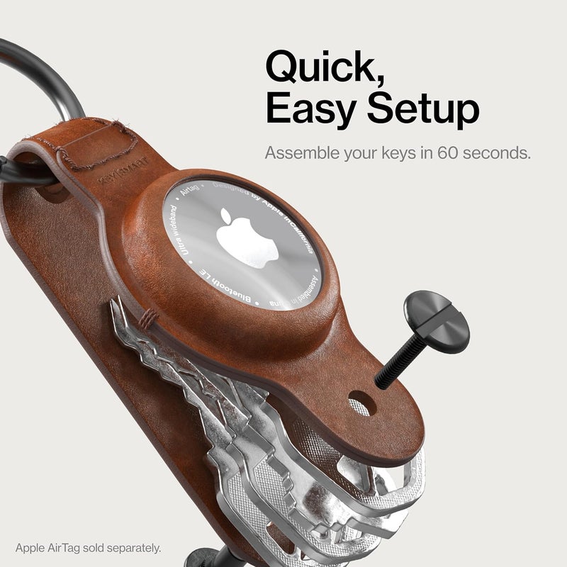 KeySmart Air - Compact Key Holder for AirTag with Keyring, Brown - Image 4