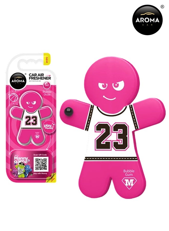 Aroma Car Freshener, Manny Bubble Gum Scent, Pink Basketball Design, Safe for Pregnant Women/Babies, Eco-friendly, Long Lasting Polymer Air Deodorizer for Car AC Vent Grills, Non-Toxic, Spill-Proof - Image 1
