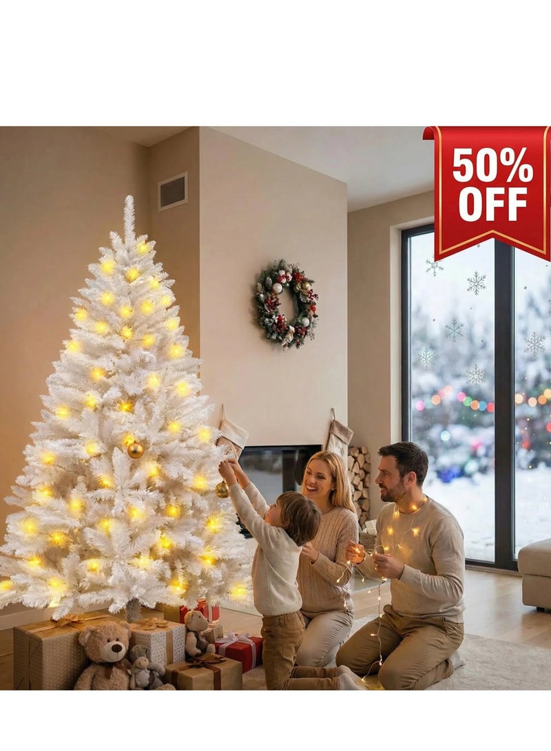 Y&D White Artificial Christmas Tree With 9 metres LED Lights 150cm for Home Decor - Image 1