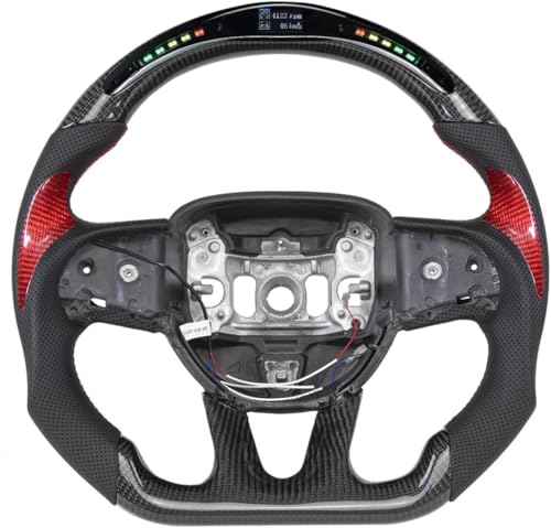 JIANGGAI Preforated Leather Grip Steering Wheel LED Carbon Fiber Steering Wheel with Red Patches Fit For Dodge Charger Challenger Durango SRT 20152023 - Image 1