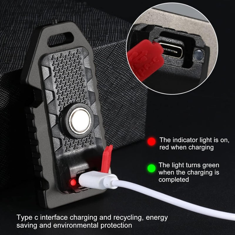 klarako Portable Pocket Flashlight Type C Interface Keychain Light Multi Function Whistle Emergency Light ABS Aluminum for Outdoor - Image 5