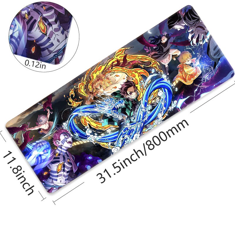MHIWU Mouse Pad Compatible with Demom S1ayer - Large Gaming Anime Large Mouse Pad for Computer Non Slip Rubber Base | Compatible with Kimetsu No Yaiba 11.8 X 31.5in Home Office Long Mouse Mat - Image 2