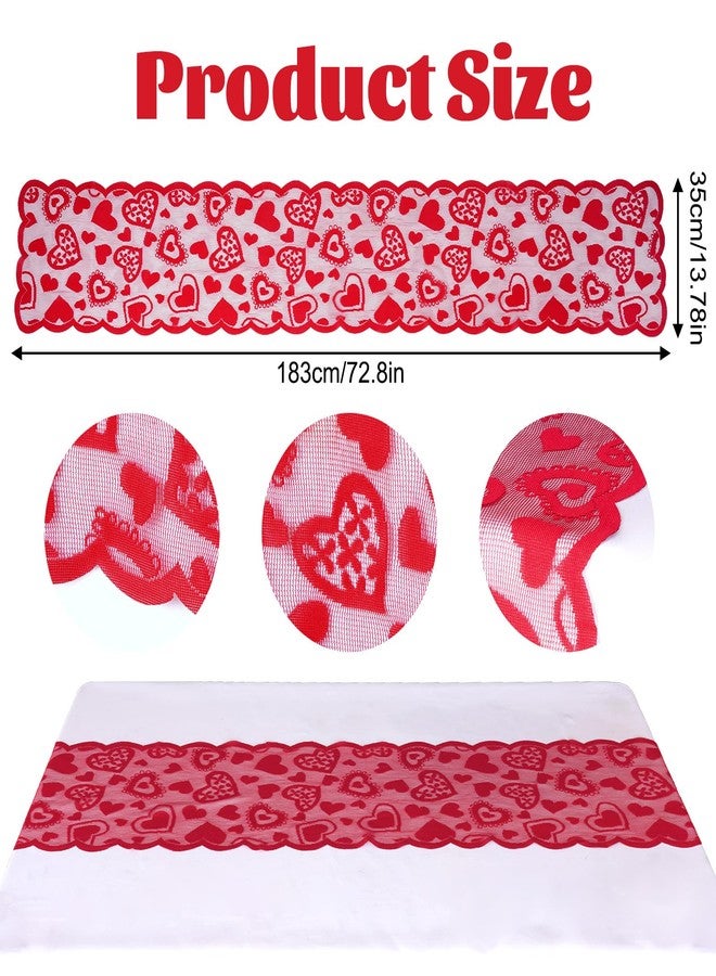 yeabwps Valentine Heart Lace Table Runner 13 x 72 Inch Red Runner for Valentine's Day, Wedding, Party & Home Anniversary Decorations(Red Heart) - Image 3