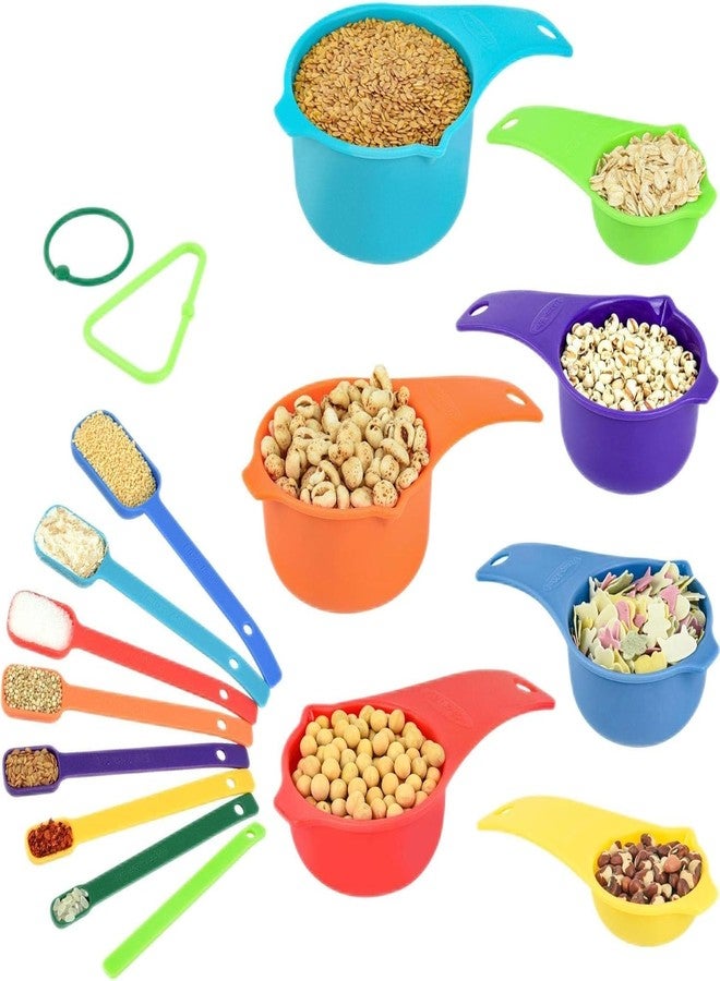 Hotsyang Plastic Measuring Cups and Spoons Set 15, Metric & US Pink Measuring Cups and Spoons for Kitchen & Baking, 7 Measure Cup & 7 Measure Spoon with Leveler for Dry & Liquid - Image 4