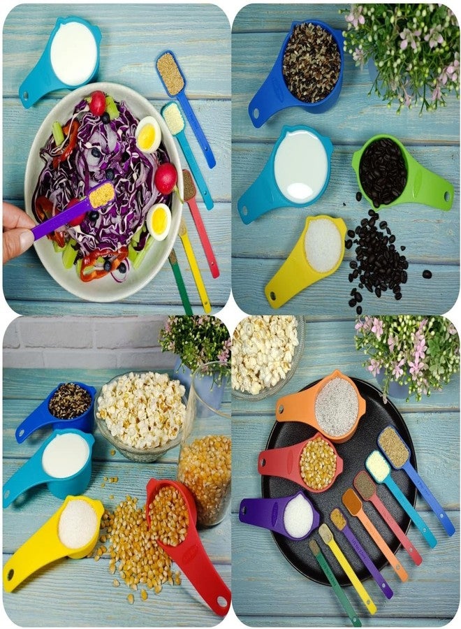 Hotsyang Plastic Measuring Cups and Spoons Set 15, Metric & US Pink Measuring Cups and Spoons for Kitchen & Baking, 7 Measure Cup & 7 Measure Spoon with Leveler for Dry & Liquid - Image 5