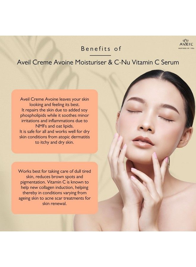 AVEIL Creme Avoine Moisturiser 125 Ml & Cnu Vitamin C Serum 30 Ml Combo Pack; For Soothing & Hydrating; For Radiant Glowing Skin & Effective Skin Brightening; For All Skin Types; Combo Pack - Image 4