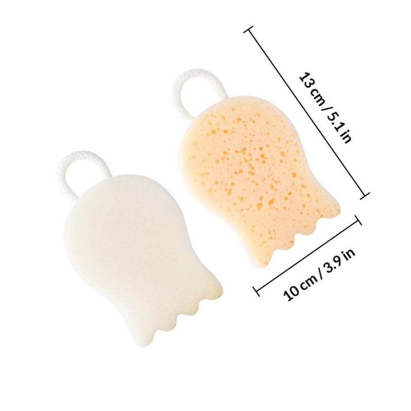 الإسفنج الاستحمام الناعم الأبيض 2 قطعة كرات الاستحمام التقشيرية تنظيف البشرة بلطف - Image 3