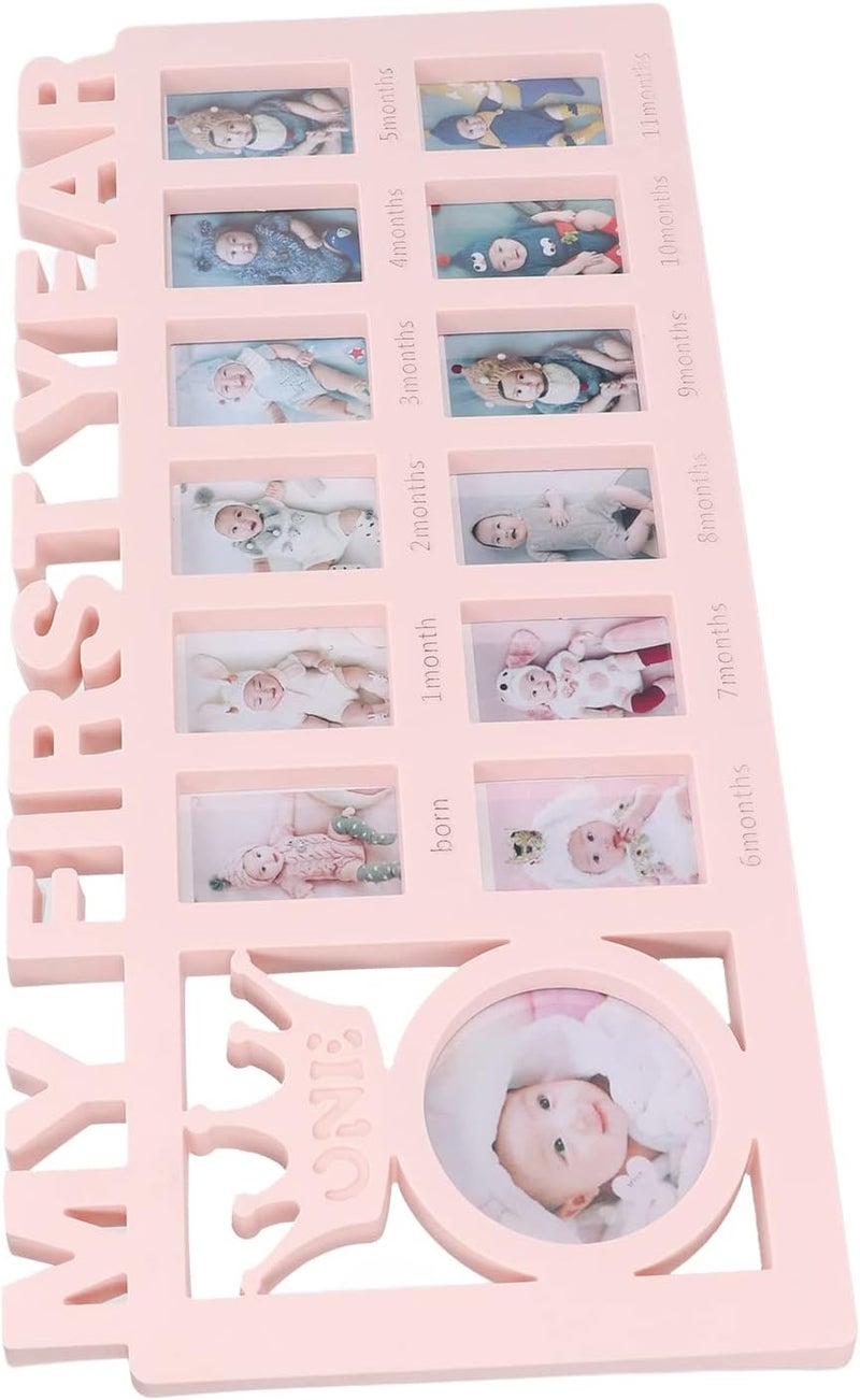 12 Months Picture Frames Durable Polished Baby Prints Photo Frame for Baby's Monthly Growth Best Young Mothers and Newlyweds Decoration and Gift Giving Plastic 15 X 7.3 X 0.6in (Pink) - Image 4
