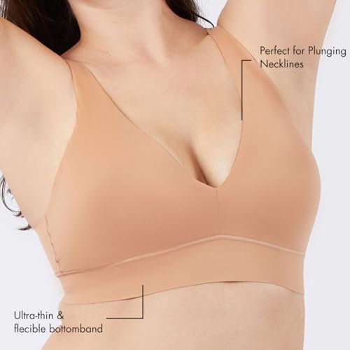 Floatley Cozy Wireless Plunge Bra for Women, Buttery Soft Comfort Seamless Everyday Bra with Embedded Pad Size XL - Image 4