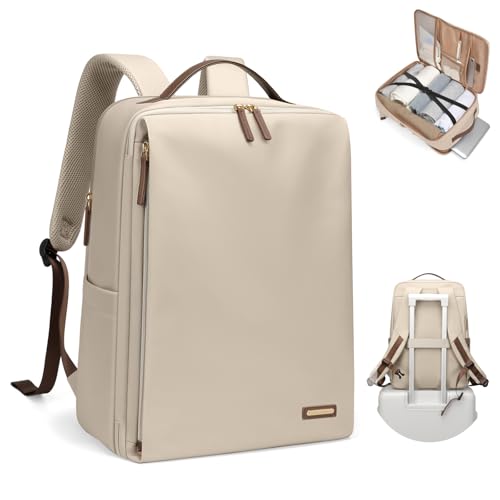 GOLF SUPAGS Stylish Laptop Backpack for Women Airline Approved Perfect for Work College and Travel MultiFunctional Casual Daypack Fits 173 Inch Notebook Apricot - Image 1