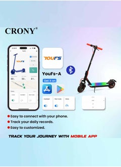 Crony W563 E-Scooter 250W Motor, 25-45KN/H Speed, 10-25KM Range, Front Suspension, Durable Honeycomb Tires,Smart App Control,Aluminum Alloy Frame, 100KG Max Load, 36V/7.8AH Battery,Easy Folding, LED Light Base, Commuter Electric Scooter for Adults & Kids, Portable, Lightweight Design, Durable Honeycomb Tires, Bluetooth Connectivity, Ideal for Daily Commute & Leisure Rides, 3-5 Hours Charging Time, Normal/Disc Brakes, IPX4 Waterproof, 7 Colors LED Deck Lights，Red  - Image 5