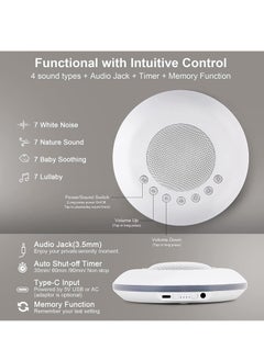 Generic Smart Sleep Instrument, 28 Non-looping Soothing Sounds, 30 Level Volume 3 Timer Memory Function Audio Jack, Rechargeable for Home Office Travel  - Image 4