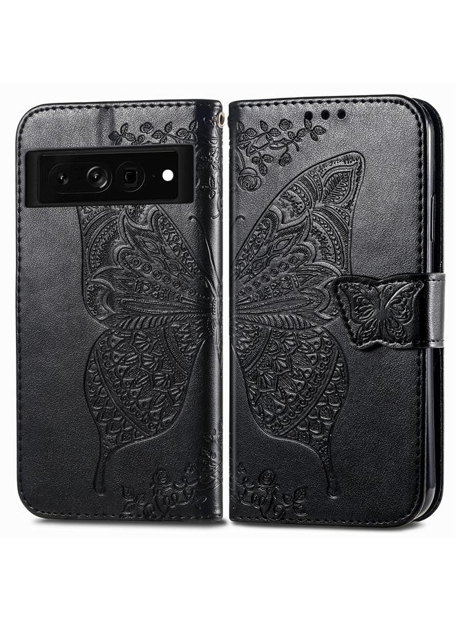 زبون جراب لهاتف Google Pixel 7 Pro 5G جراب هاتف جلدي منقوش عليه زهرة حب الفراشة - Image 2