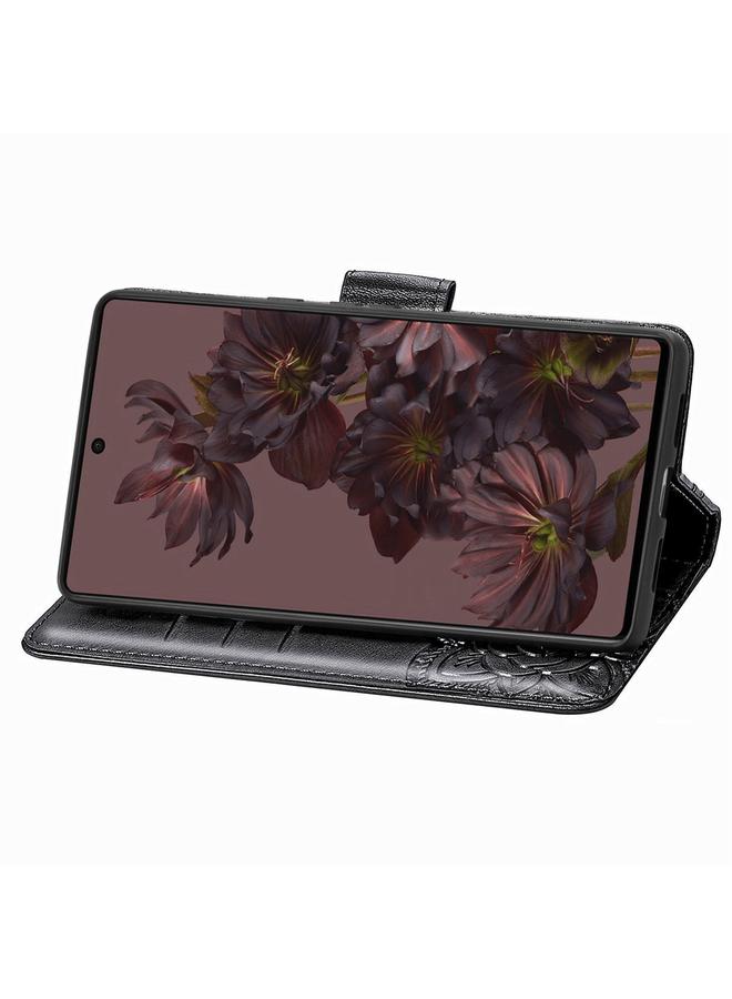 زبون جراب لهاتف Google Pixel 7 Pro 5G جراب هاتف جلدي منقوش عليه زهرة حب الفراشة - Image 4