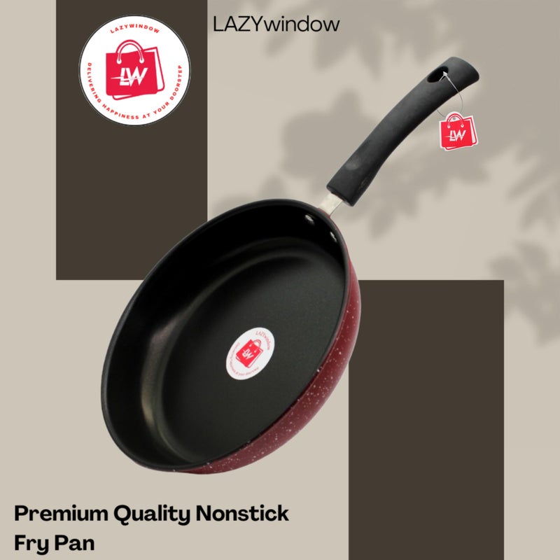 LAZYwindow Nonstick Frying Pan with Whisker Beater, 22 cm, 1L, Maroon - Image 3