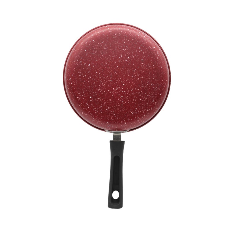 LAZYwindow Nonstick Frying Pan with Whisker Beater, 22 cm, 1L, Maroon - Image 2