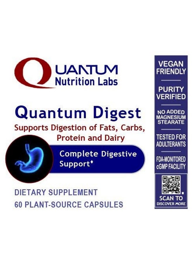 Quantum Nutrition Labs Quantum Digest - Digestive Health Enzymes for Women and Men, Digestion Support for Gut Health, Fully Active Vegan Enzyme Pills - 60 Vegetarian Capsules - Image 4