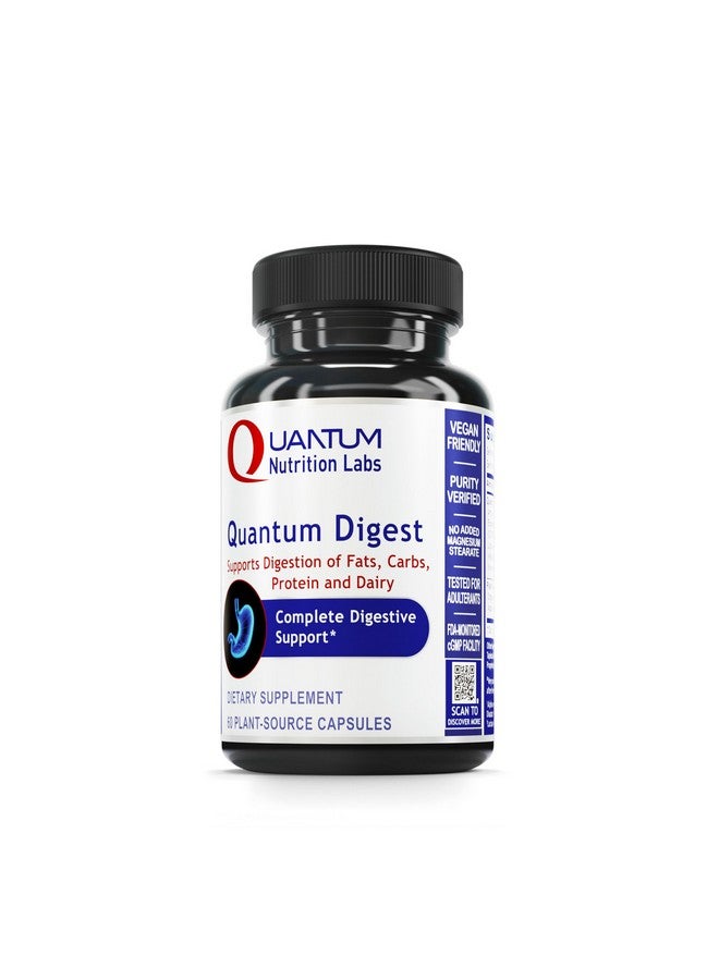 Quantum Nutrition Labs Quantum Digest - Digestive Health Enzymes for Women and Men, Digestion Support for Gut Health, Fully Active Vegan Enzyme Pills - 60 Vegetarian Capsules - Image 1