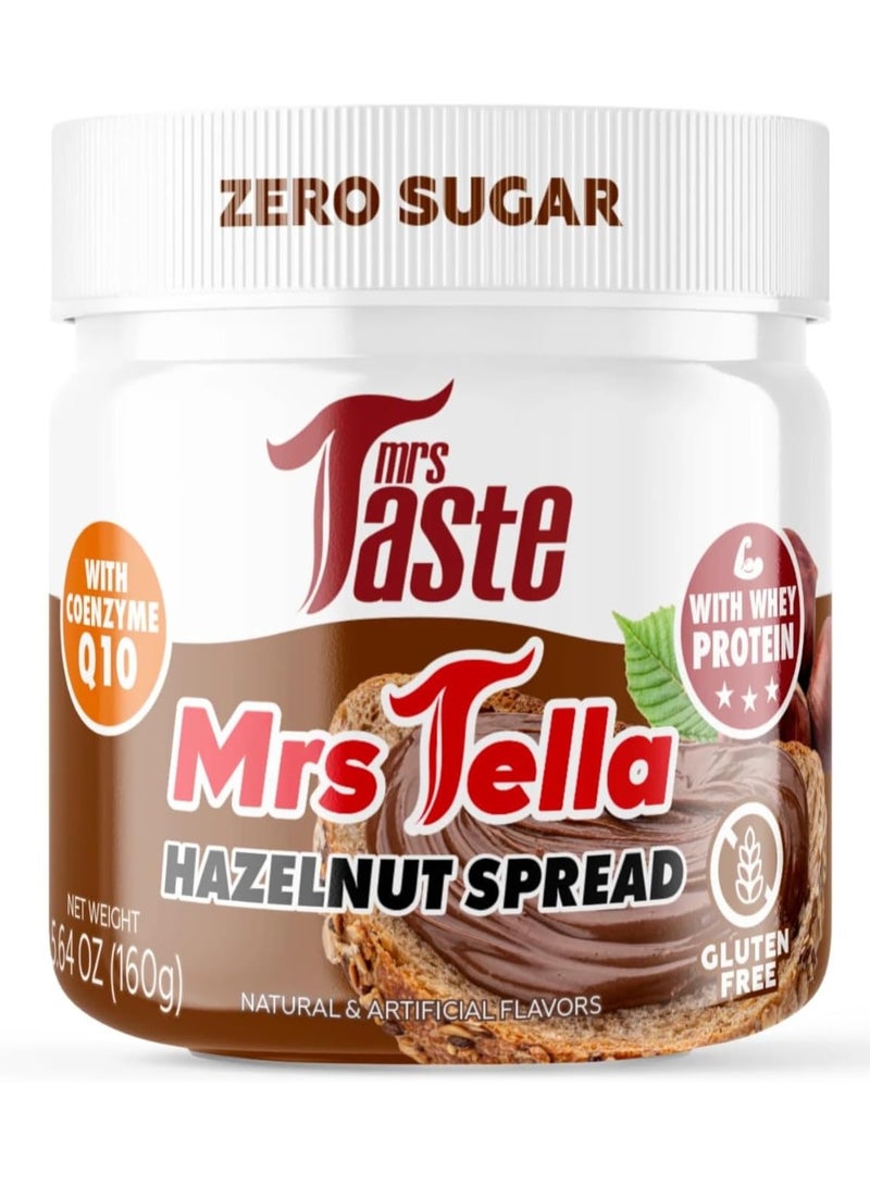 mrs Taste Mrs Taste Zero Sugar Spreads, High-Protein, Gluten-Free, Healthy Dessert & Snack Option with CoQ10 (Hazelnut)