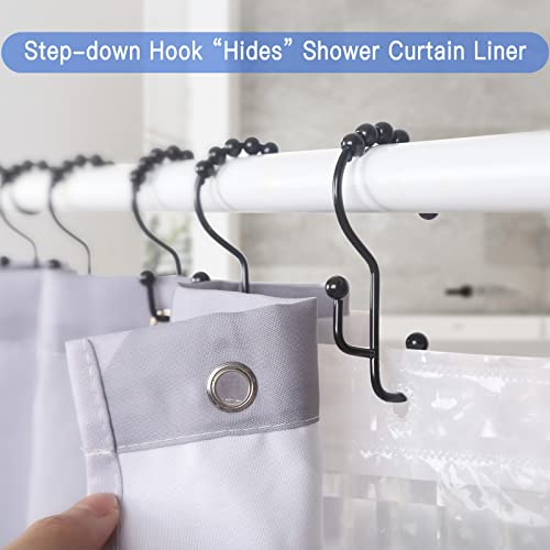 SUTINE Shower Curtain Hooks, 12 Pcs Double Shower Curtain Hooks Rings, Black Shower Curtain Hooks Rust Proof, Stainless Steel Bathroom Shower Hooks for Shower Curtain, Towels, Clothing, Black - Image 3