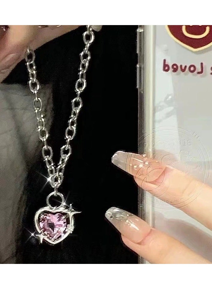Goolsky قلادة قلب وردي للنساء – قلادة رومانسية رقيقة، سلسلة عظمة الترقوة بسيطة، مجوهرات هدية أنيقة، يومية/مناسبات - Image 2