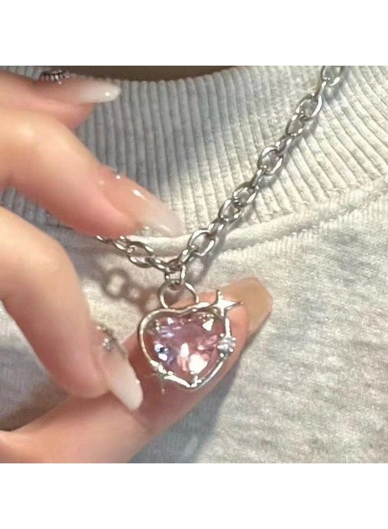 Goolsky قلادة قلب وردي للنساء – قلادة رومانسية رقيقة، سلسلة عظمة الترقوة بسيطة، مجوهرات هدية أنيقة، يومية/مناسبات - Image 3