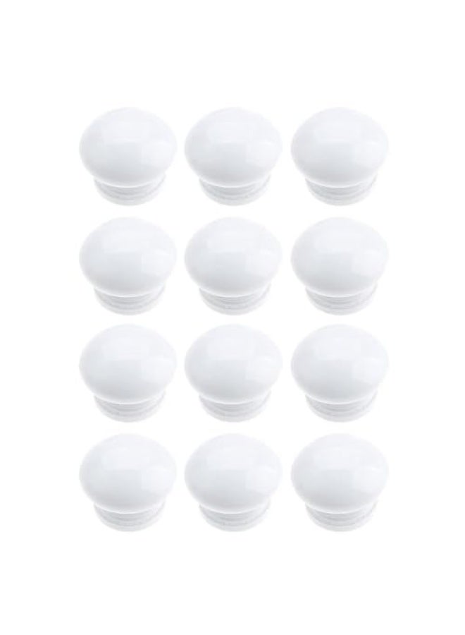 JZS Round Wood Cabinet Knobs,Kitchen Cabinet Knobs Drawer Knobs Dresser Knobs Zinc Knobs Drawer Pulls Door Knobs Dresser Drawer Handles Knobs for Dresser Drawers,12 Pack,White - Image 1