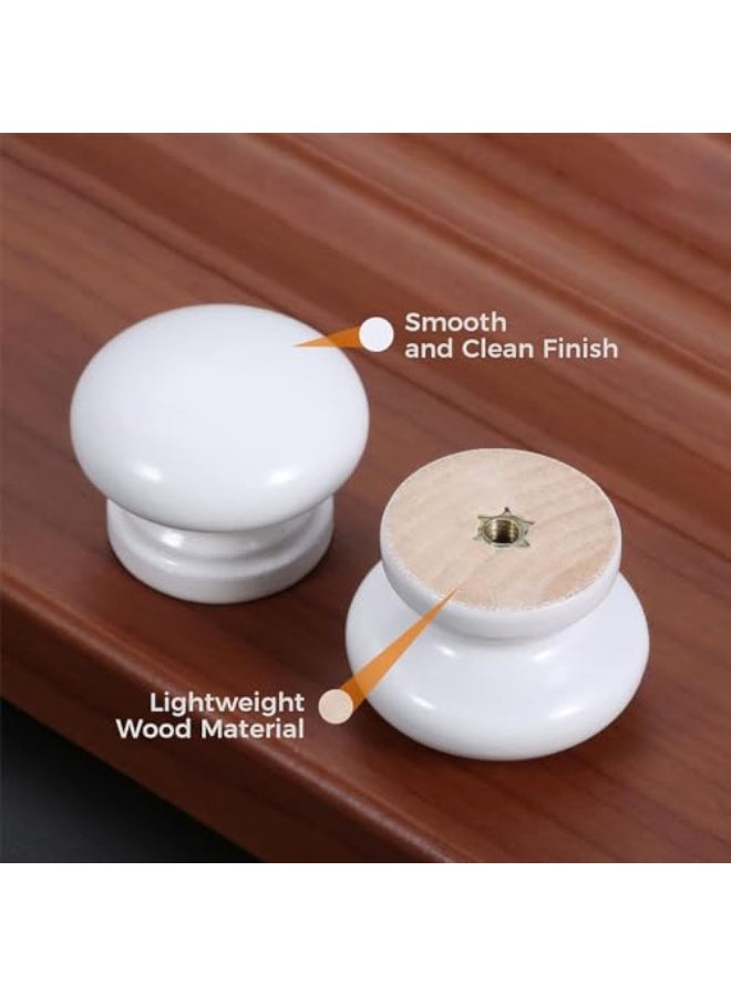 JZS Round Wood Cabinet Knobs,Kitchen Cabinet Knobs Drawer Knobs Dresser Knobs Zinc Knobs Drawer Pulls Door Knobs Dresser Drawer Handles Knobs for Dresser Drawers,12 Pack,White - Image 3