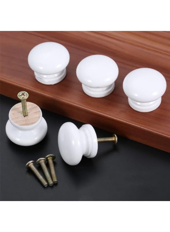 JZS Round Wood Cabinet Knobs,Kitchen Cabinet Knobs Drawer Knobs Dresser Knobs Zinc Knobs Drawer Pulls Door Knobs Dresser Drawer Handles Knobs for Dresser Drawers,12 Pack,White - Image 4