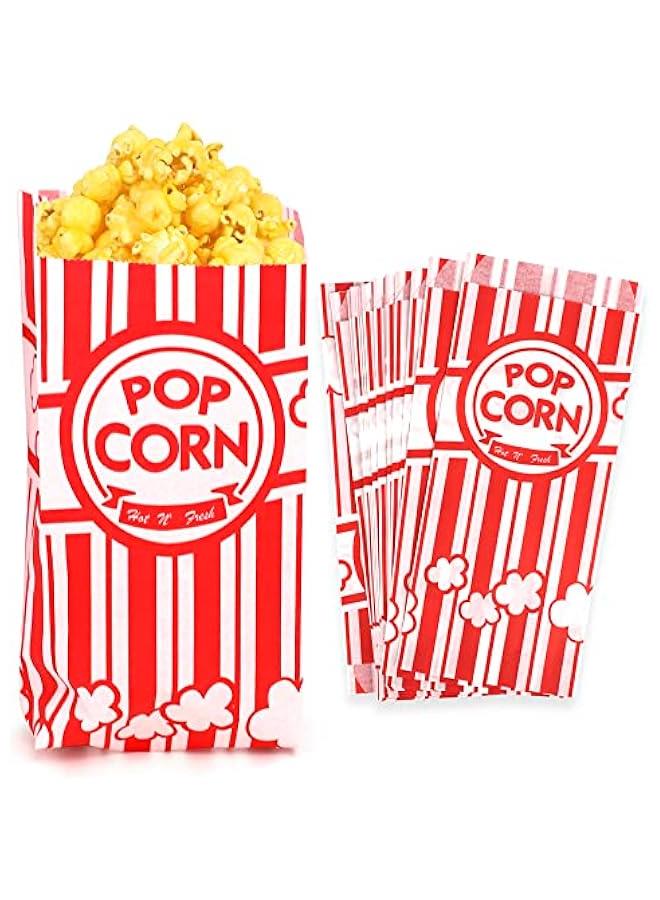 200 Popcorn Bags 1 Oz -  Size for Theater, Movies, Birthday Parties Celebration - Great Carnival Light Snacking Bags -Small Popcorn Bags for Party - Sturdy Paper Bags.  - Image 1